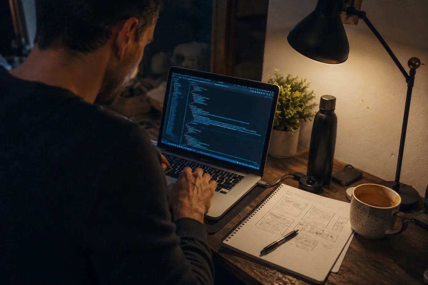 diseñador de websites construyendo un sitio a código