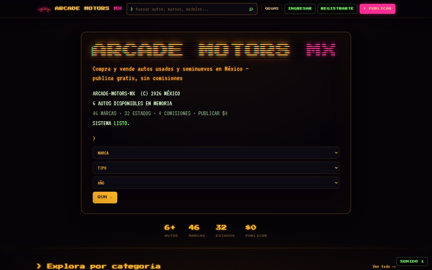 Página de inicio de Arcade Motors