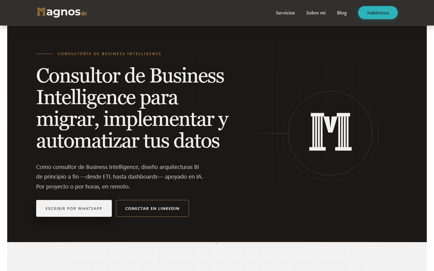 Página de inicio de Magnos BI